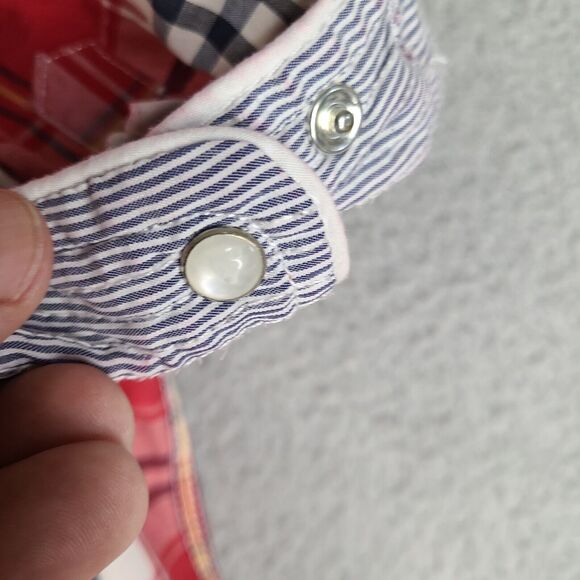 Swiss Cross Shirt Mens Medium Red Plaid Button Down New York Short Sleeve Preppy - Picture 12 of 16